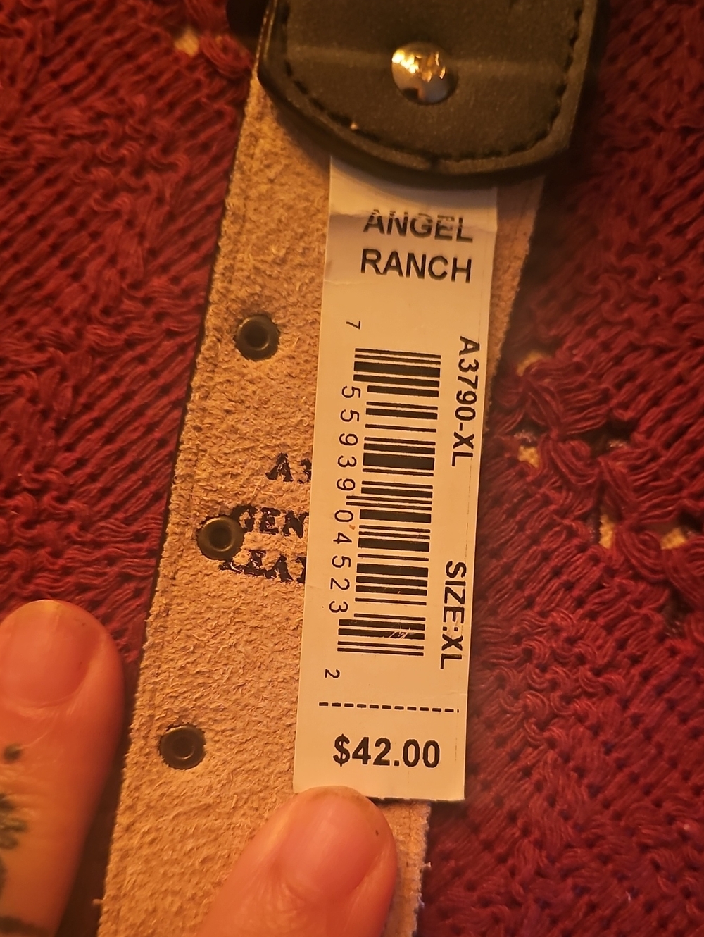 BLACK NWT ANGEL RANCH Leather Belt with Stud Accents
